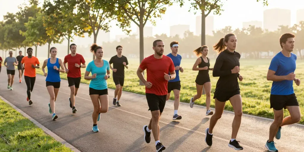 Group of runners training outdoors showcasing positive energy in streek reviews.