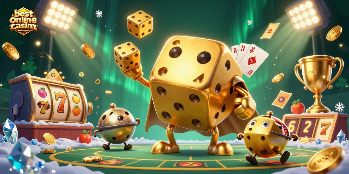 Experience the thrill of the best online casino fast payout with golden dice and slot symbols in a dynamic scene.